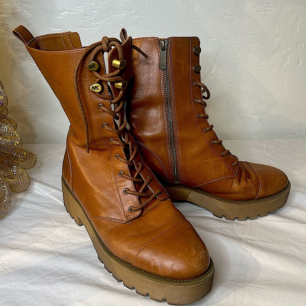 Michael Kors Bryce Leather Platform Combat Boot - Women's Size 8.5 M
